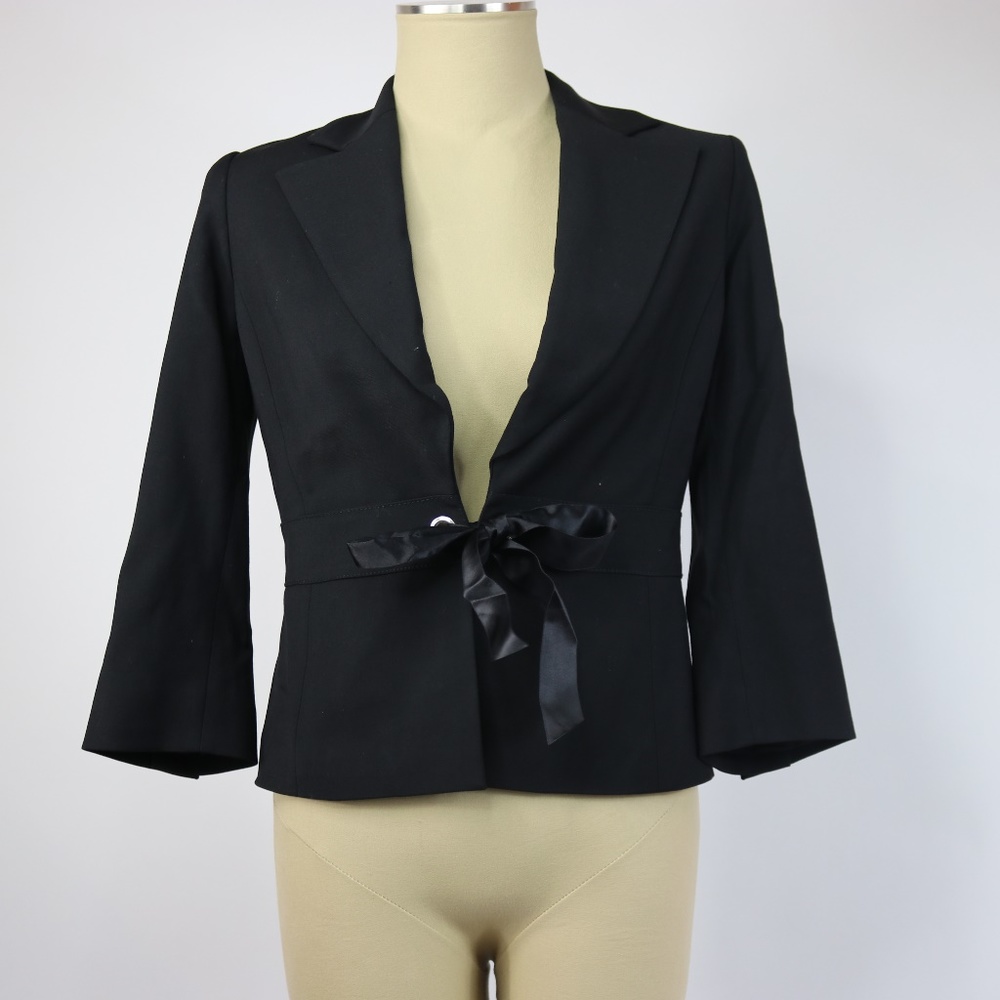 Banana Republic Black 3/4 Sleeve Bow Blazer - 4